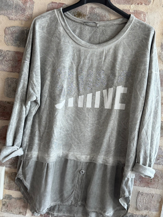 Shine Blouse Grey