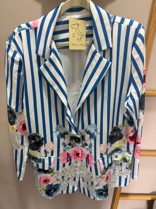 Tatum Satin Jacket_Striped Blooms