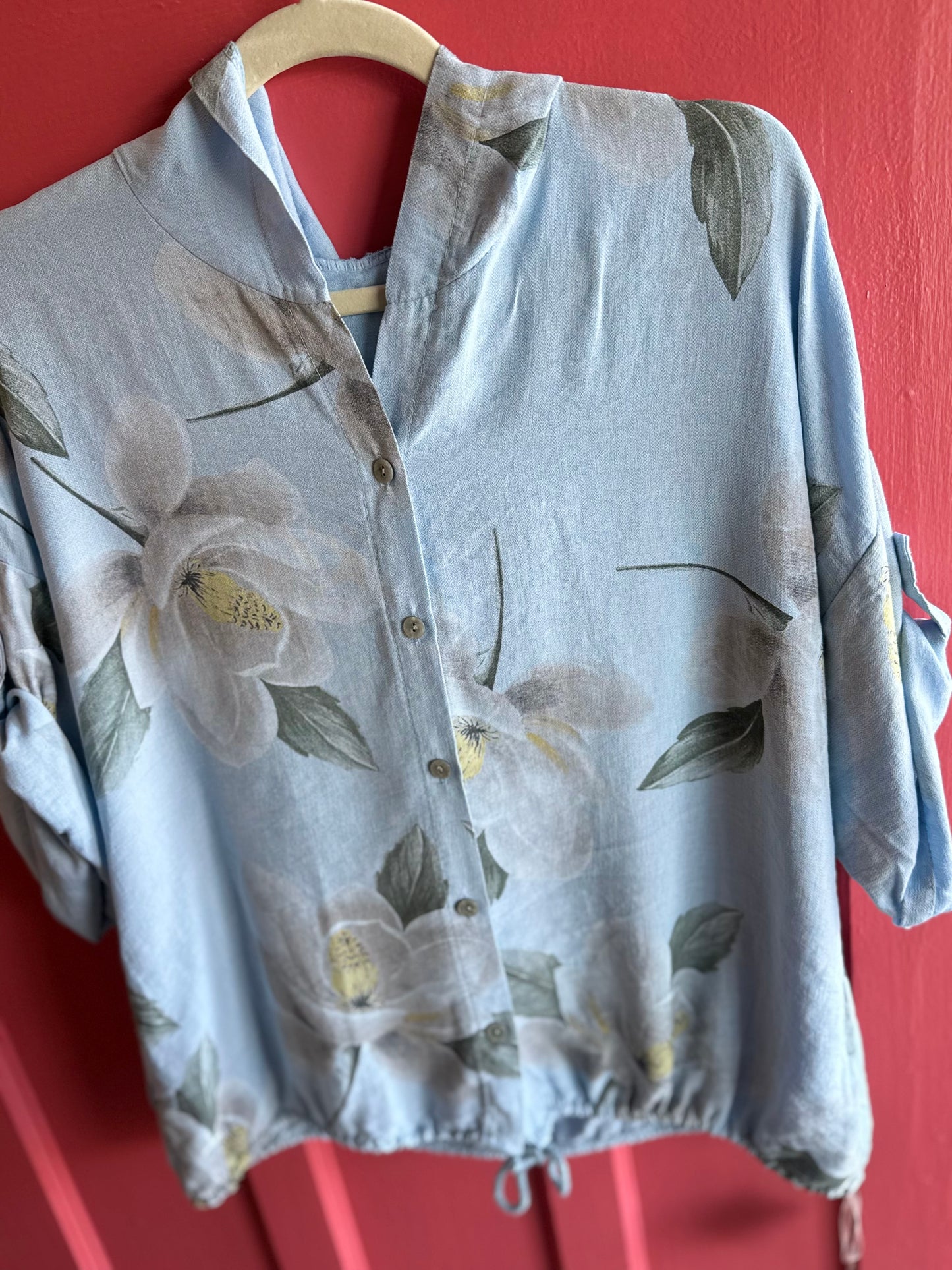 Emmeline Flower Blouse_Sky Blue