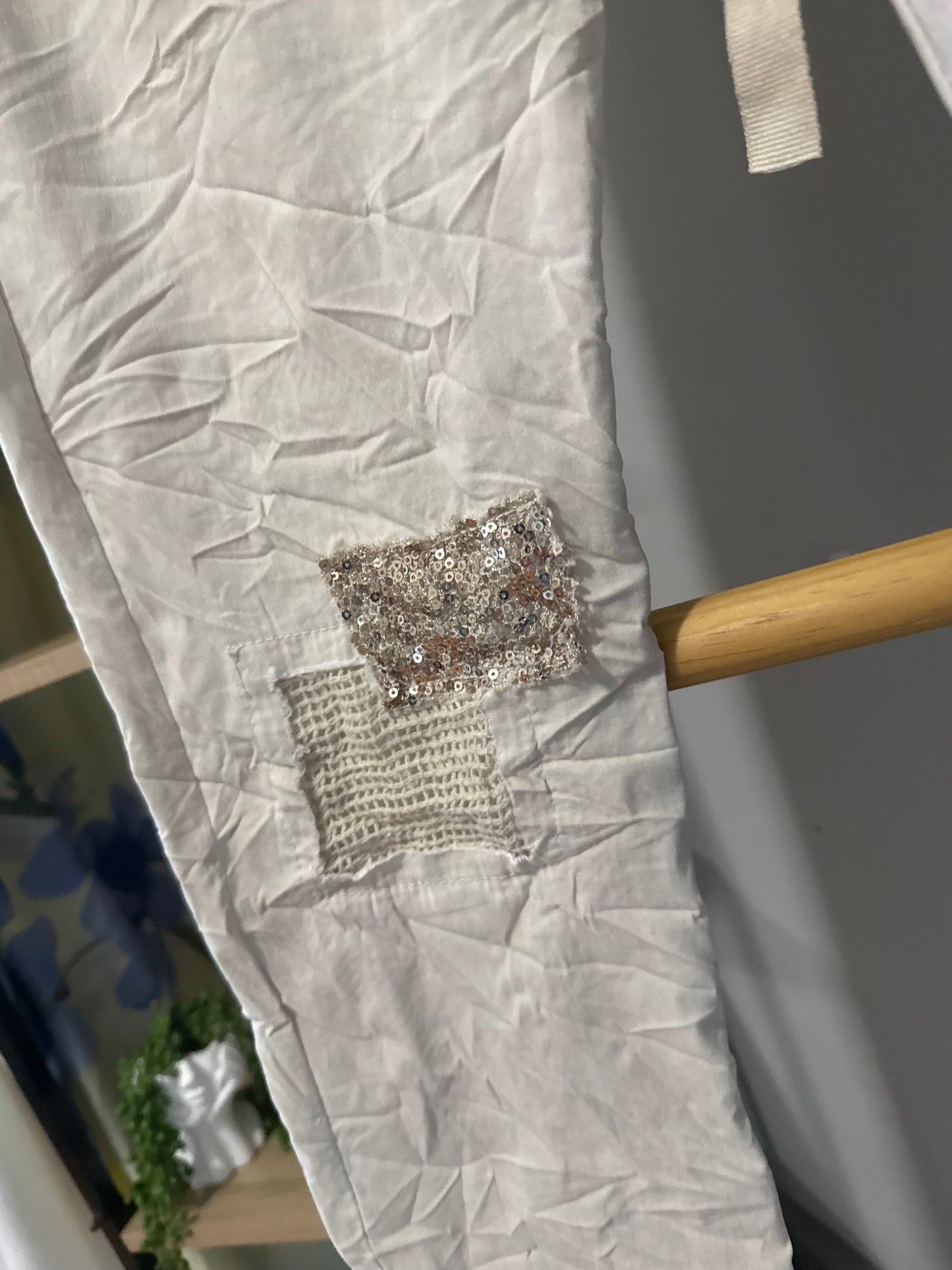 Patched Bling Pant Nude