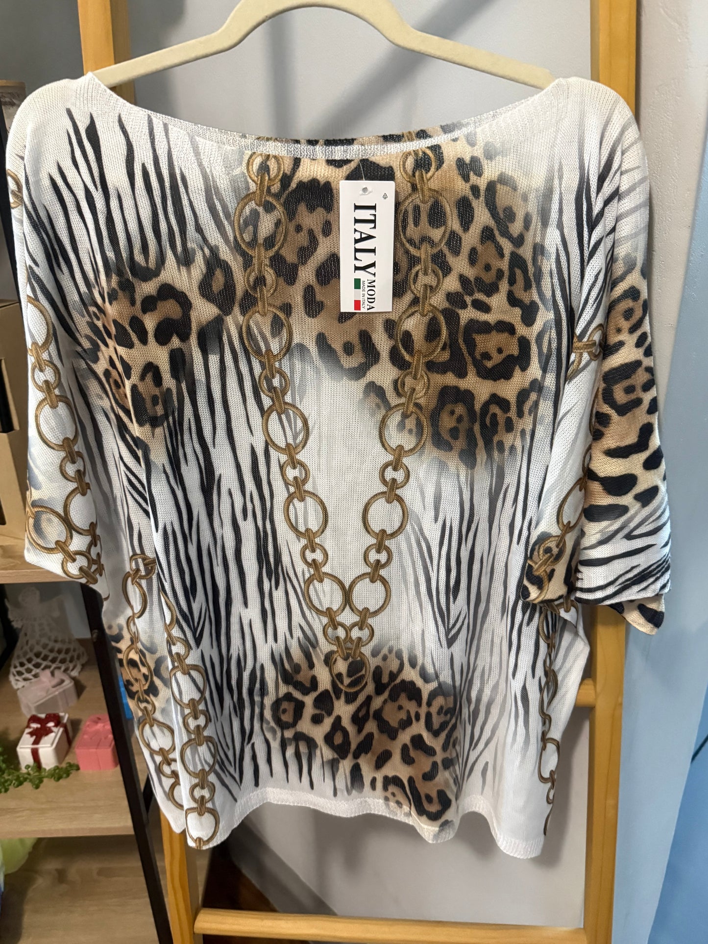 Leopard Chain Blouse Brown