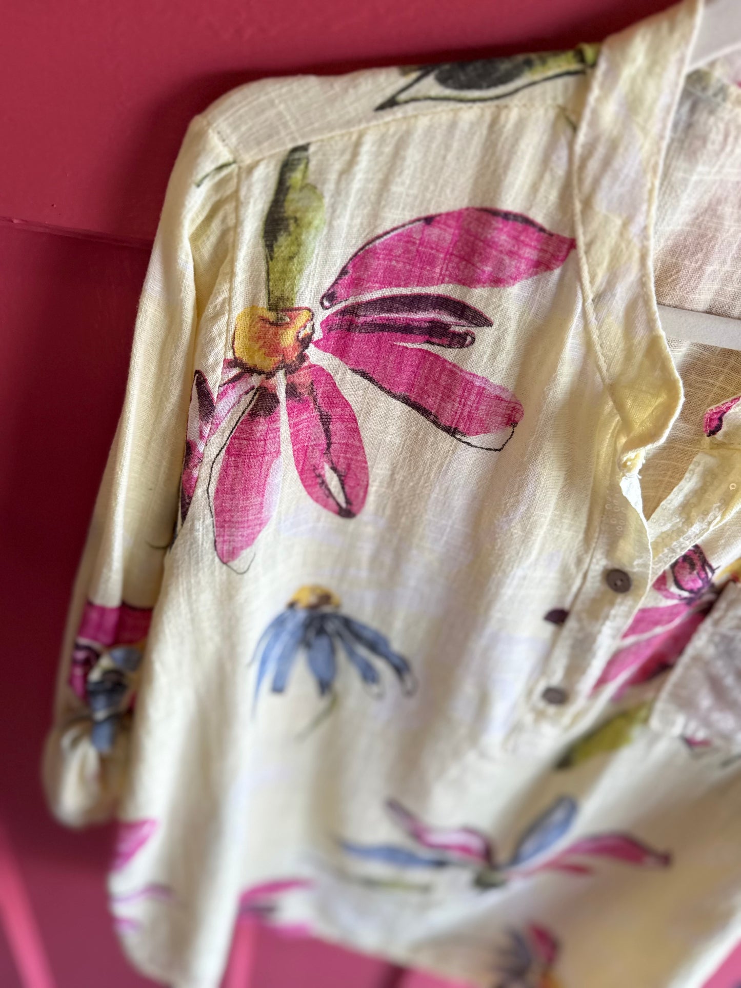 Dylan_Floral Sequin Yellow Blouse