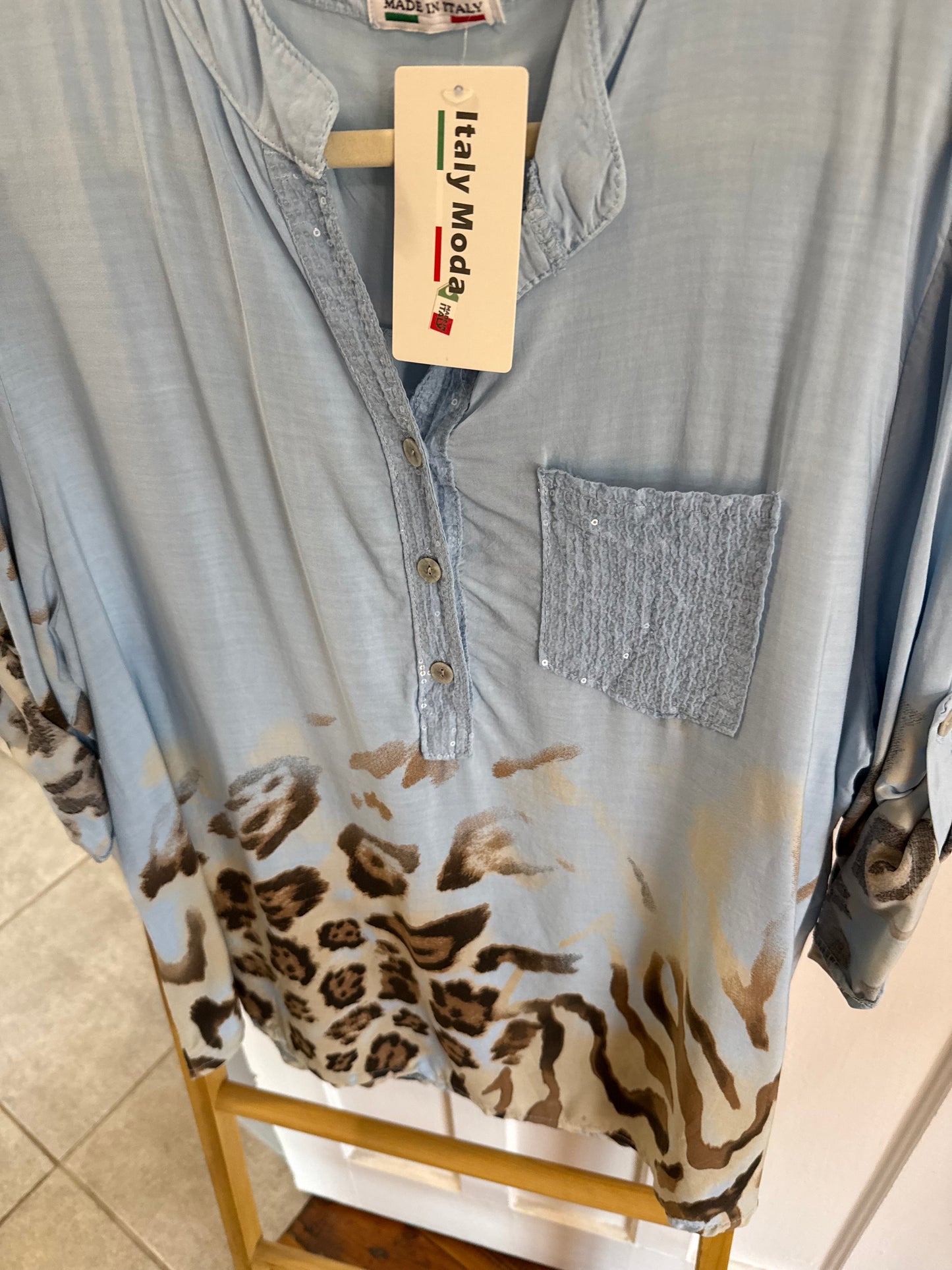 Wild Sequin Blouse Blue