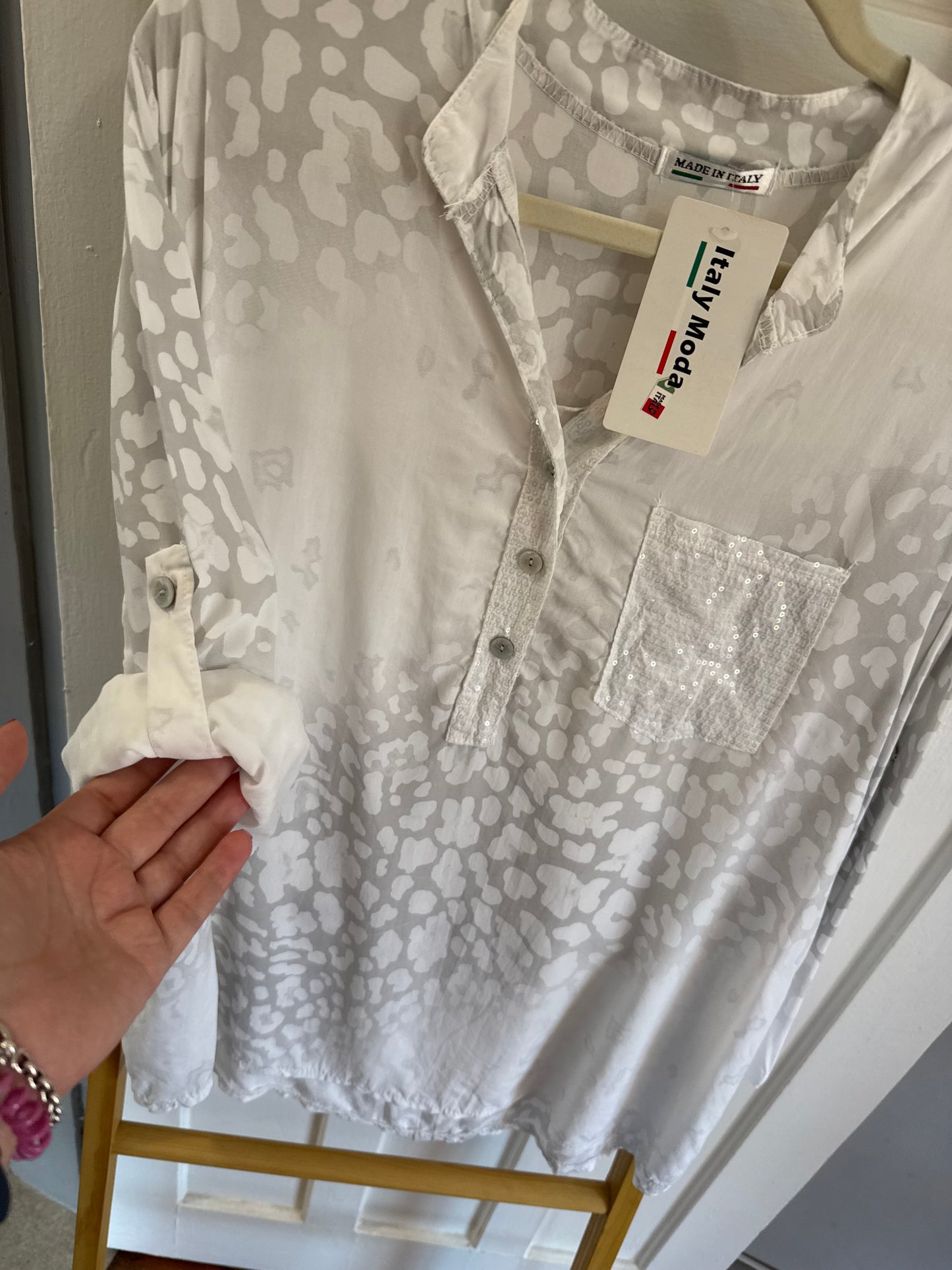 Wild Sequin Blouse White