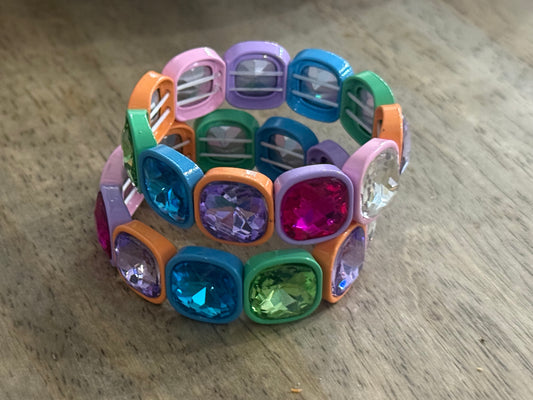 Multi Colour Square Diamante Bracelet