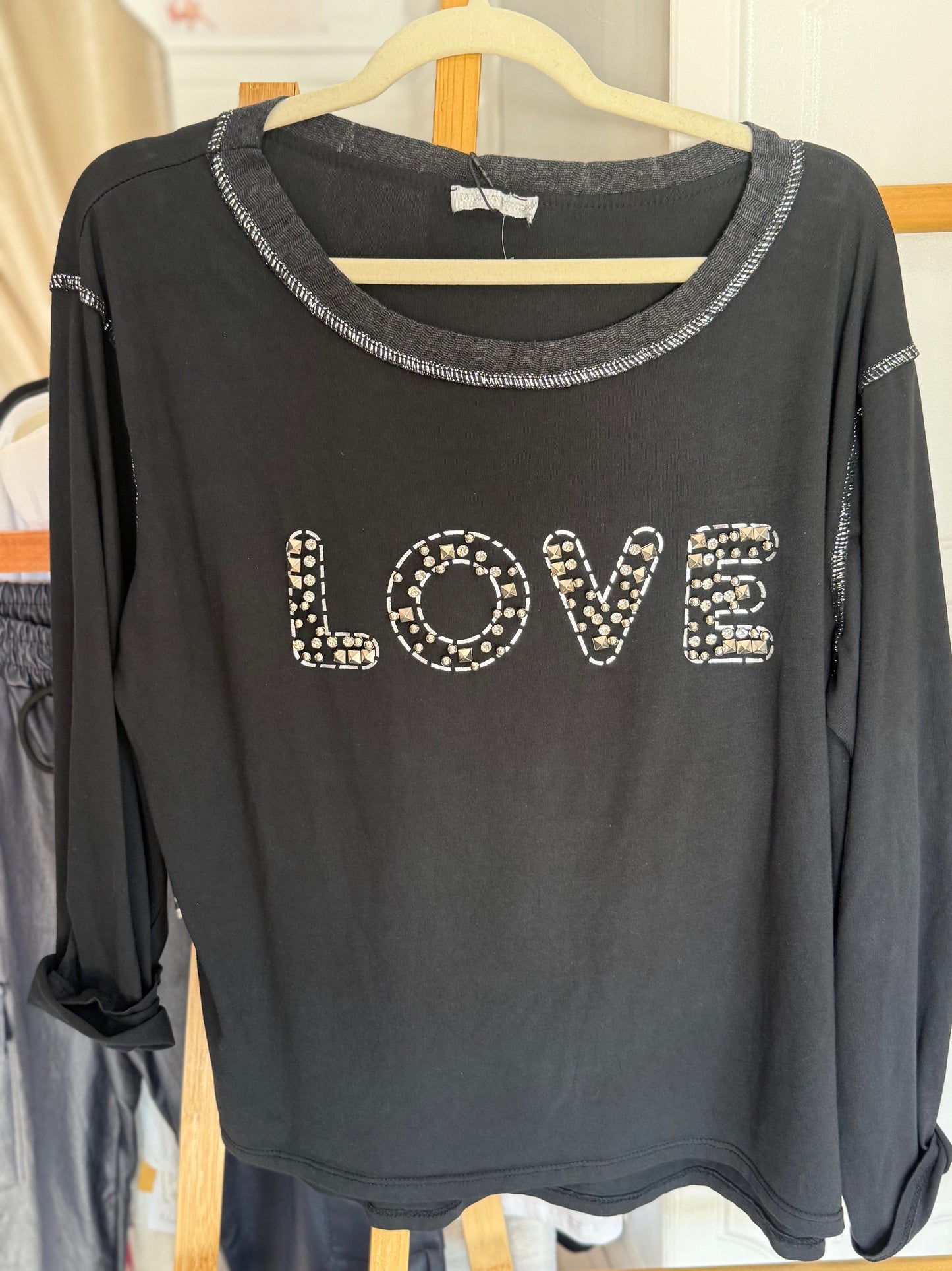 Studded Love Top Black