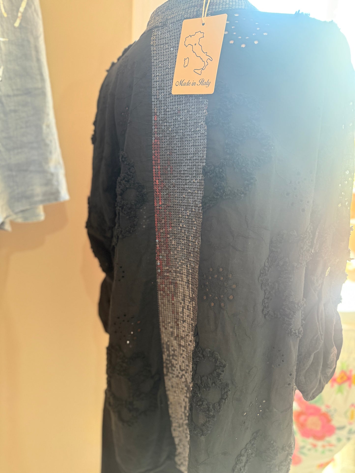 Bordeau Sequin Blouse Black