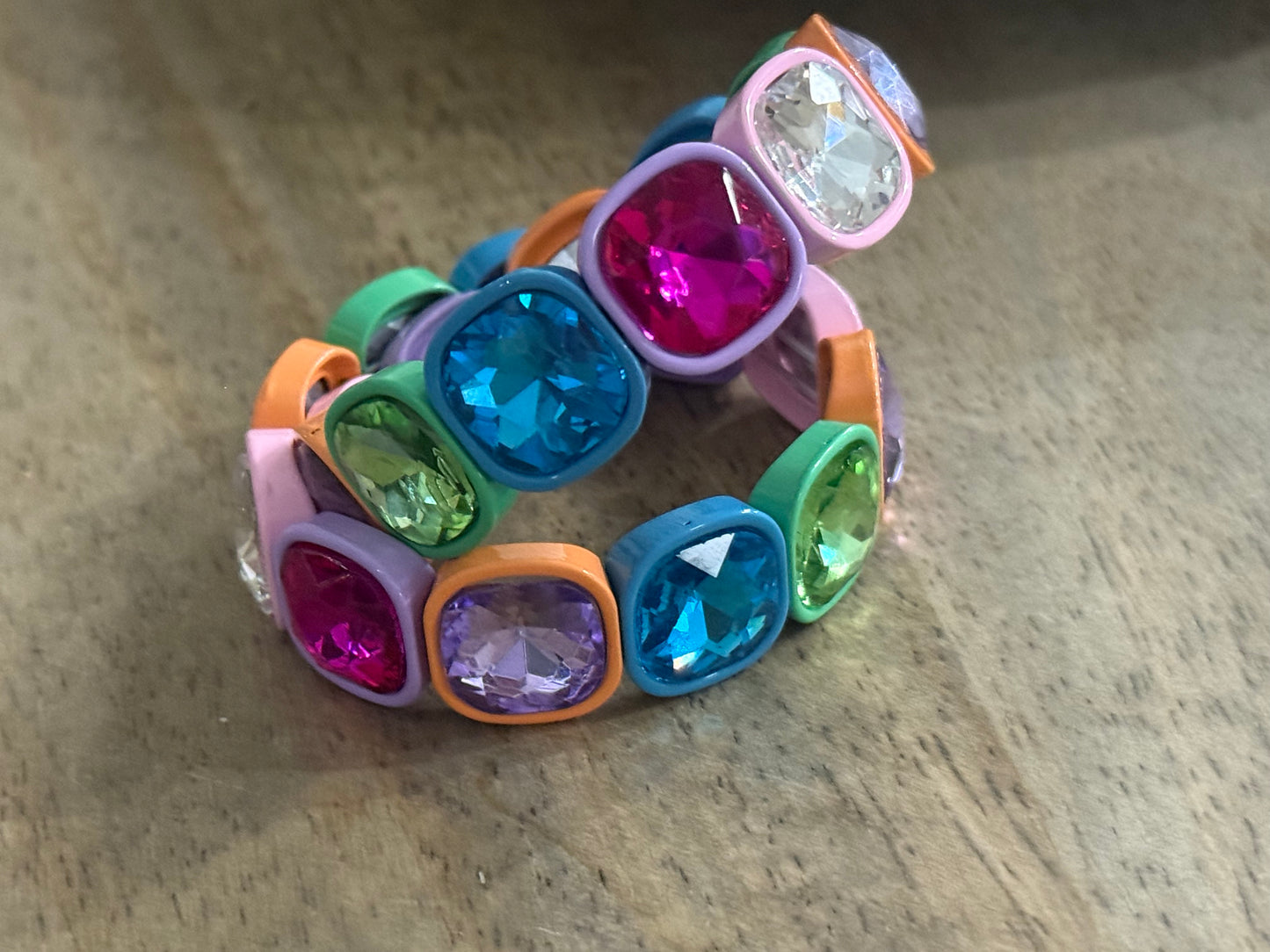 Multi Colour Square Diamante Bracelet
