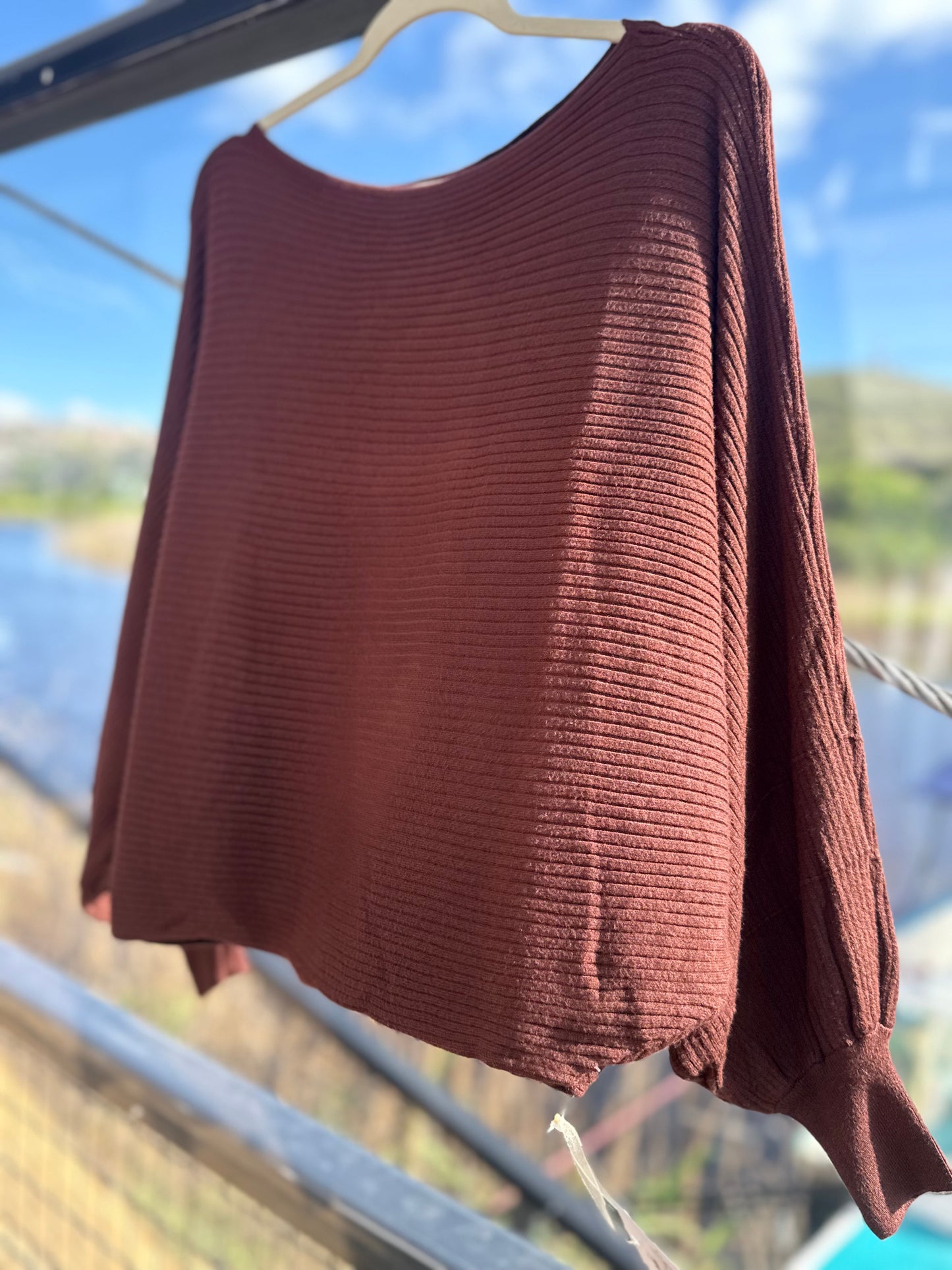 Batwing Chocolate Striped knit