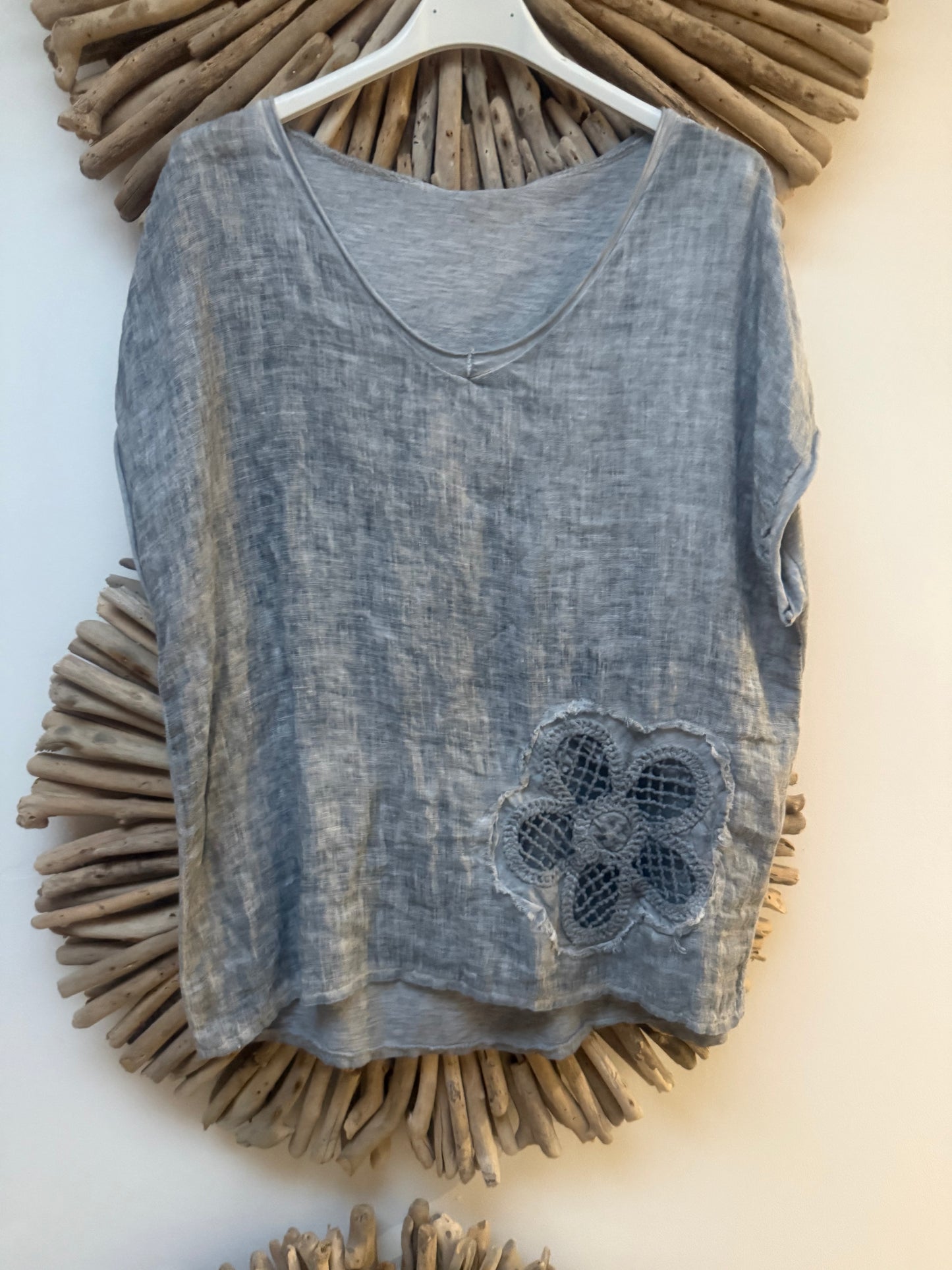 Daisy Linen Blouse Grey