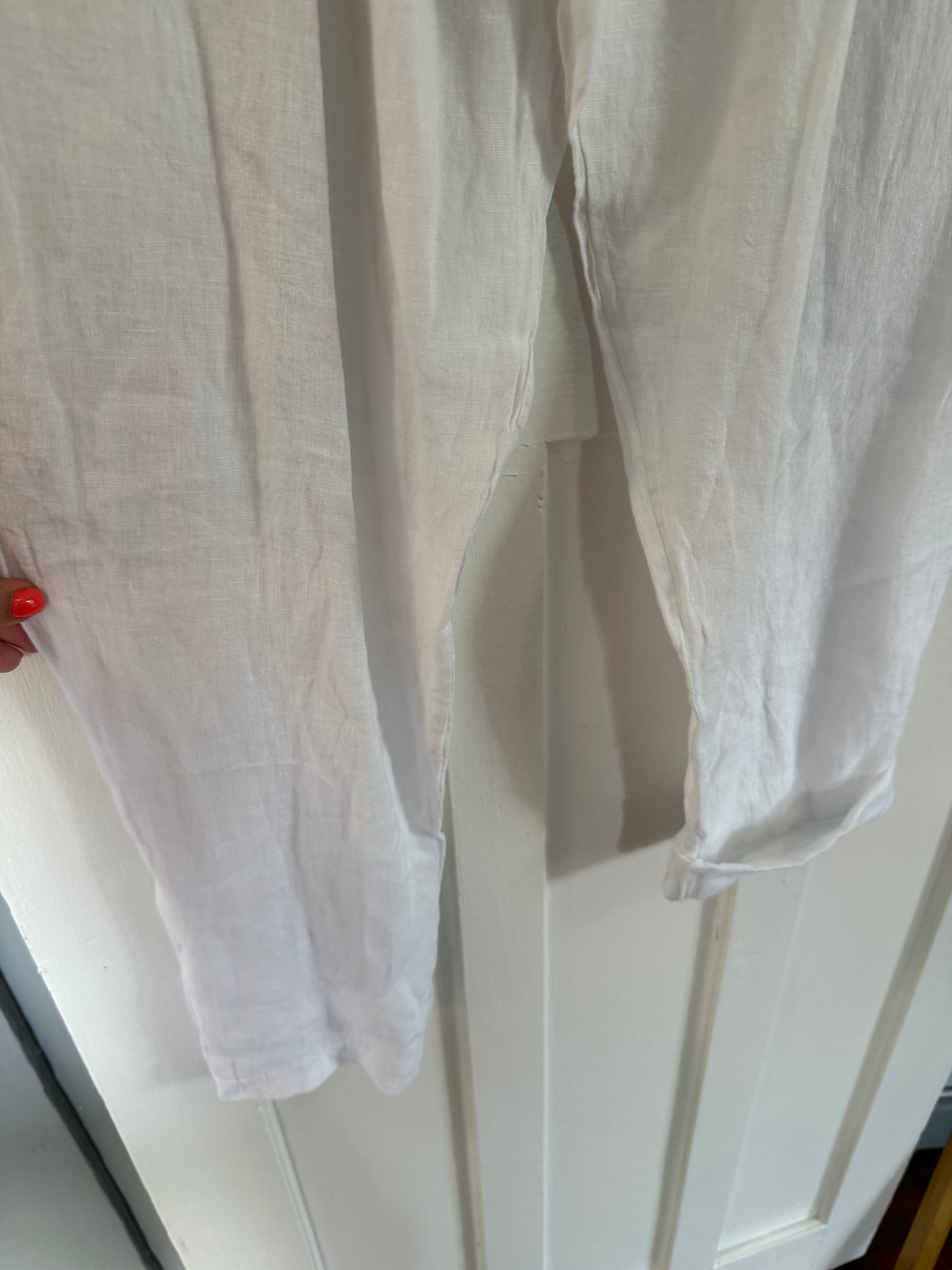 Linen Bow Pant White